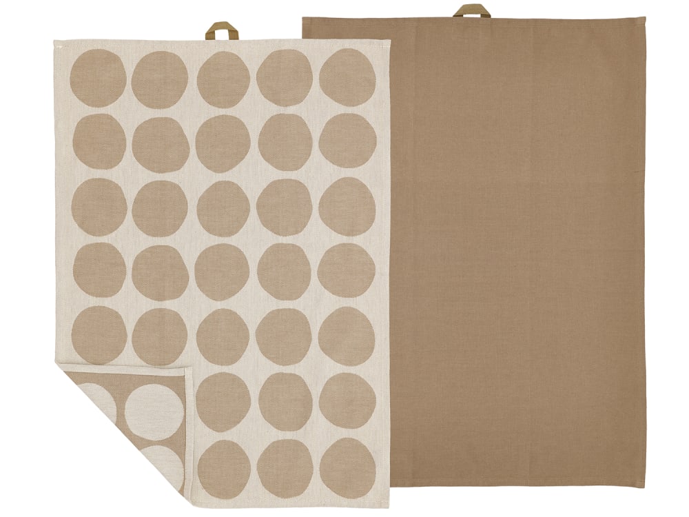 Lot de 2 torchons en coton taupe chaud 50x70cm