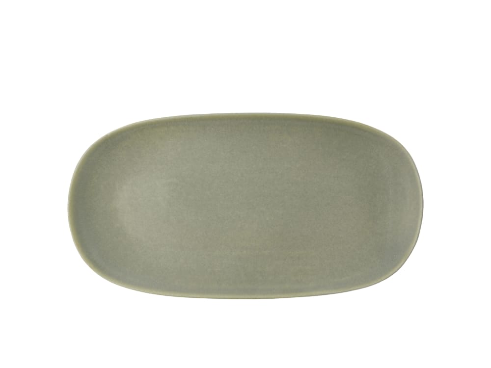 Plat de service en grès vert pur 34cm