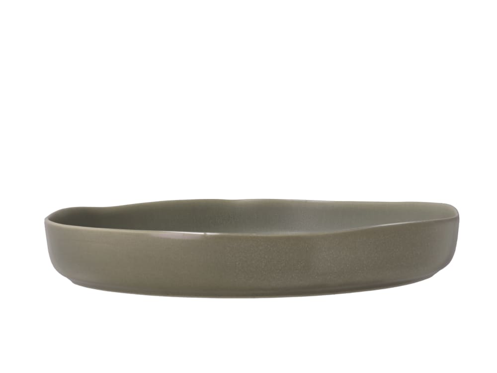 Plat de service en grès marron chaud 28cm