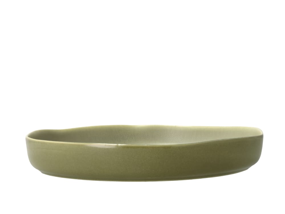 Plat de service en grès vert pur 28cm