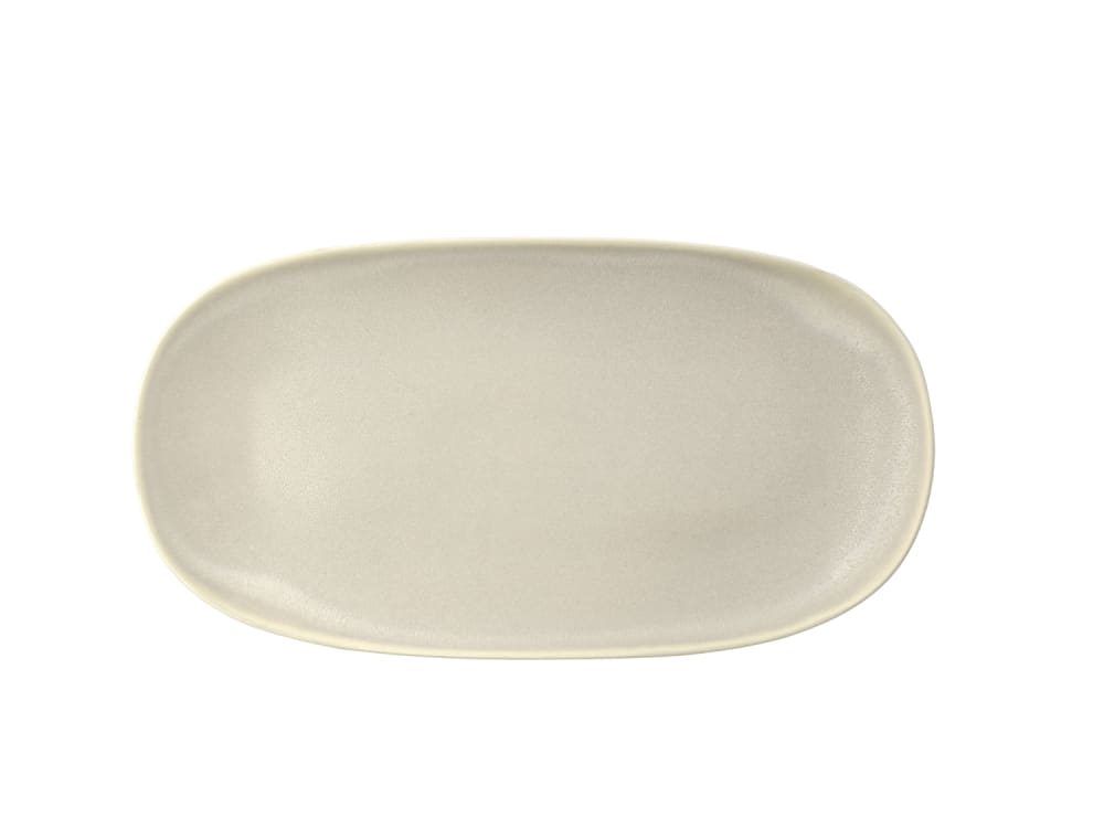 Plat de service en grès beige doux 34cm