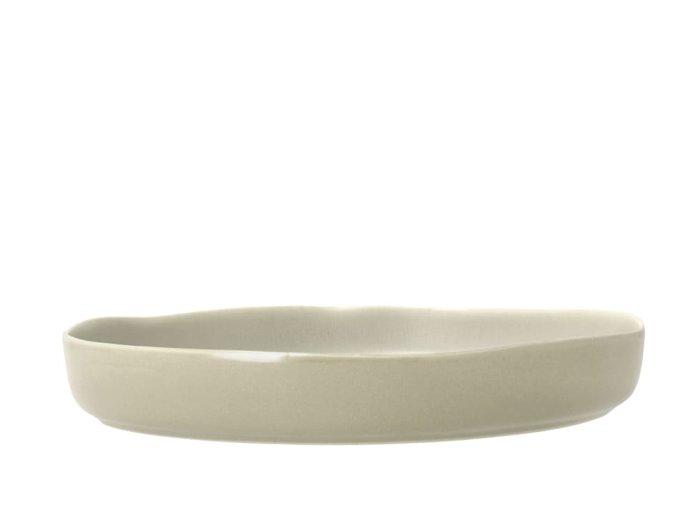Plat de service en grès beige doux  28cm