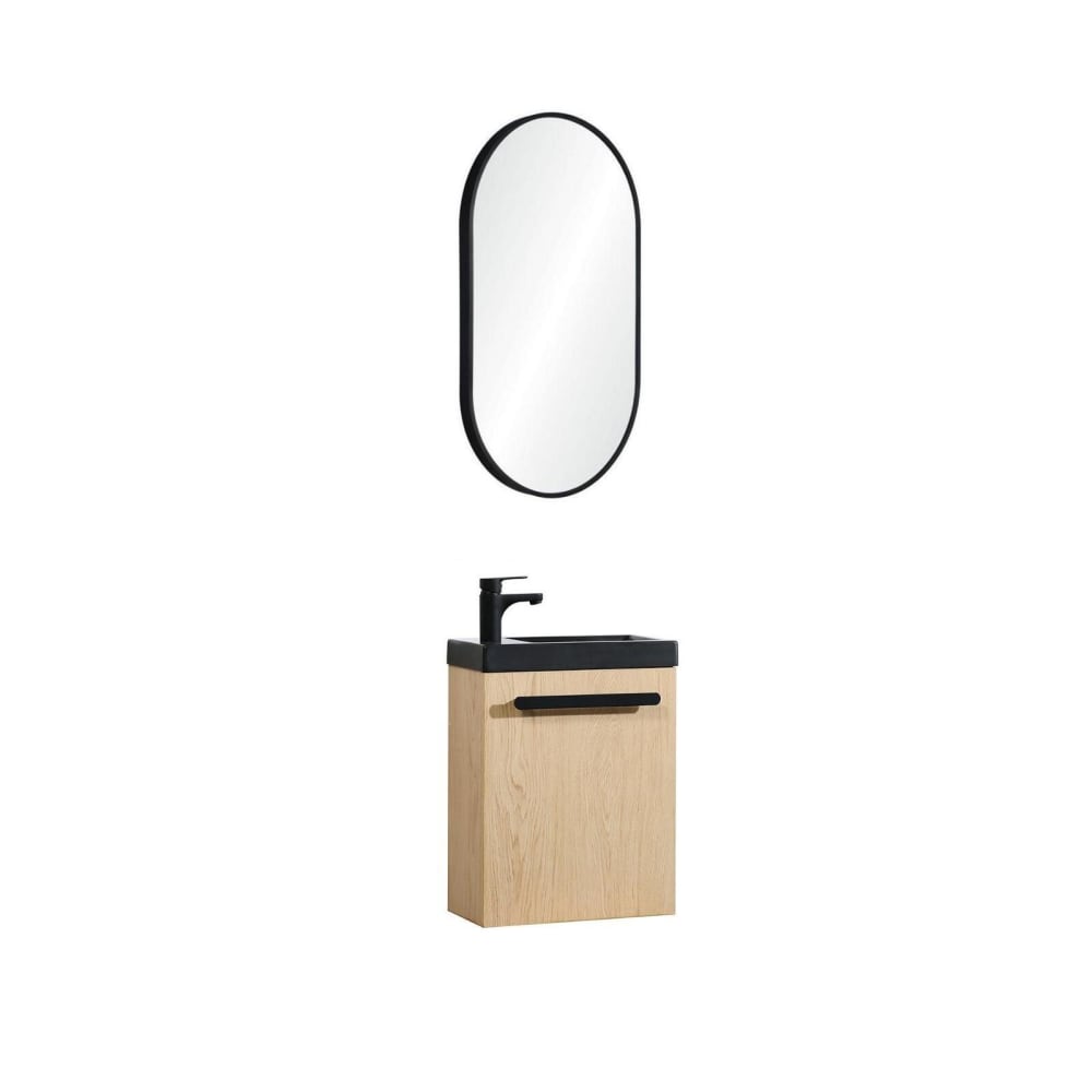 Ensemble lave-mains suspendu  avec miroir ovale