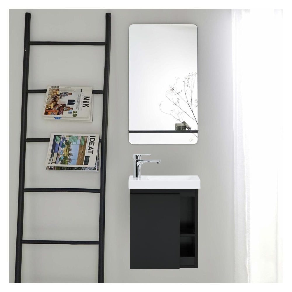 Handwaschbecken-Set mit Chromarmatur und Spiegel - Maisons Du