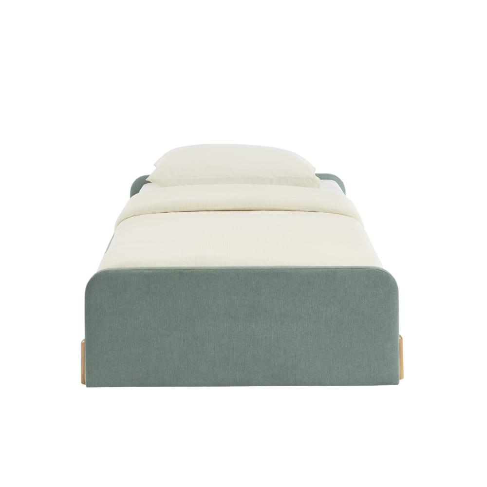 Baita - Lit enfant  tissu vert 90x190 sommier inclus