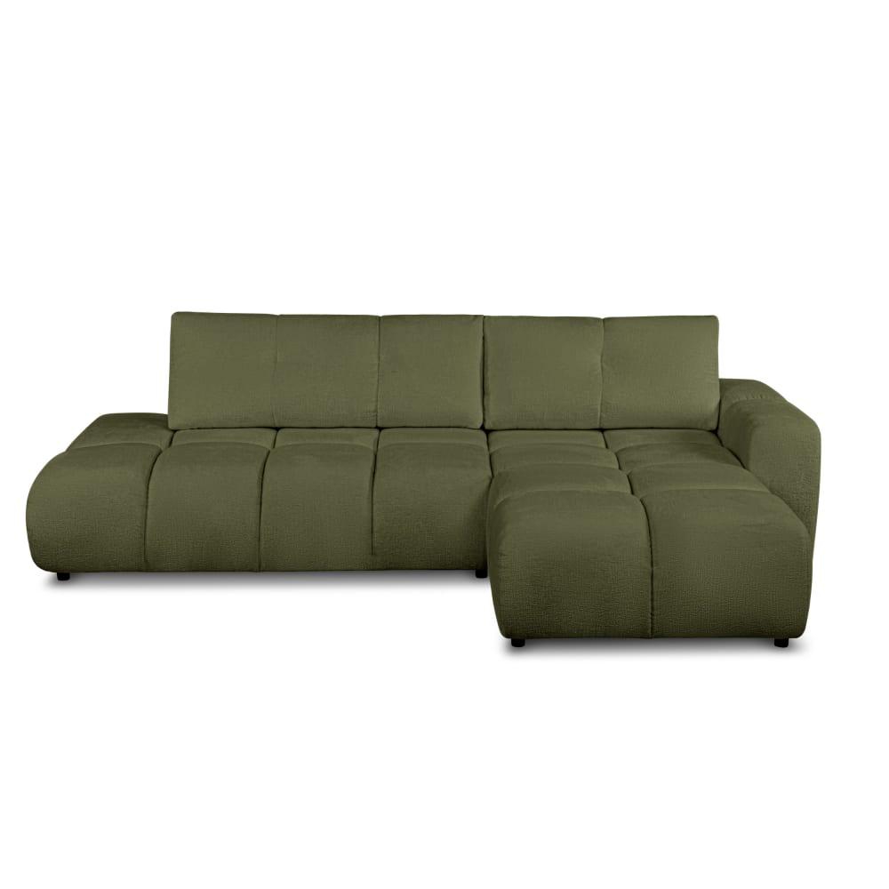 Canapé d'angle droit convertible en tissu 4 places vert kaki