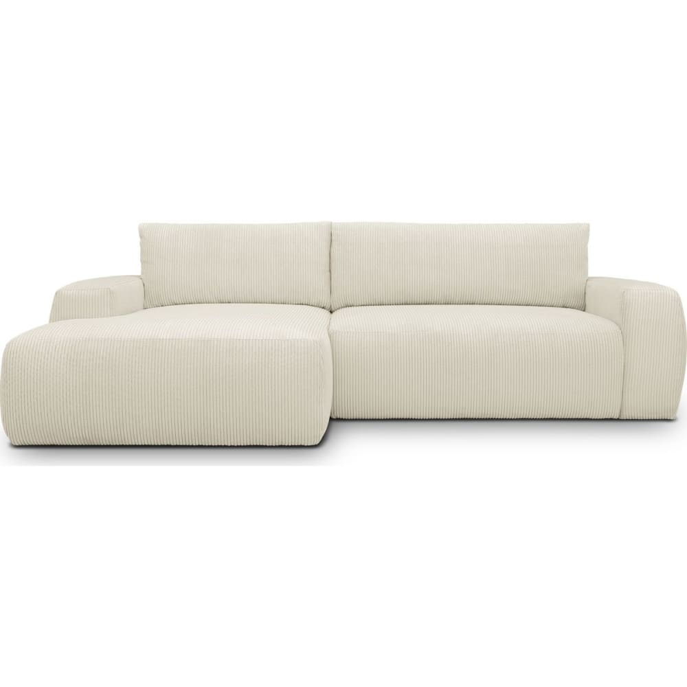 Canapé d'angle droit convertible 3 places en velours côtelé beige