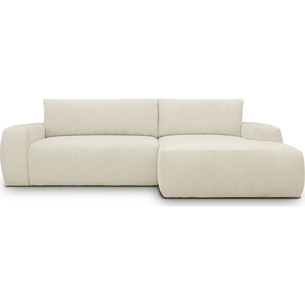 Canapé d'angle gauche convertible 3 places en velours côtelé beige