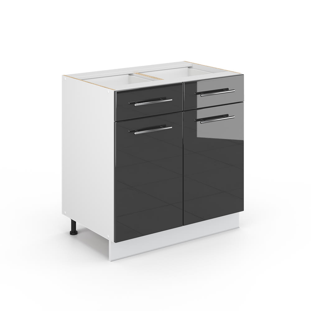 Vicco Badezimmerschrank ohne Arbeitsplatte, Anthrazit Hochglanz 80 x 82cm style modern Grau Spanplatte