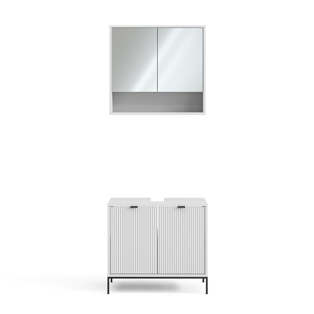 Vicco Badmöbel-Set 2-teilig Weiß 70x63cm style modern Weiß Spanplatte