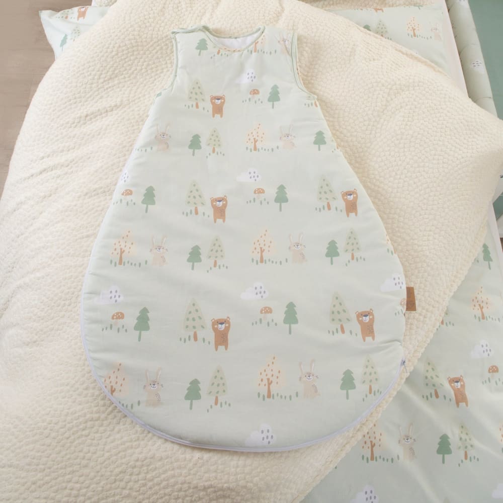 Ärmelloser Babyschlafsack 70 cm aus Baumwolle pastellgrün Thema