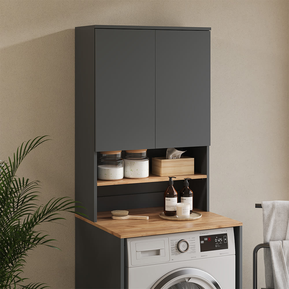 Waschmaschinenschrank  Anthrazit/Goldkraft Eiche 68x100.4cm -
