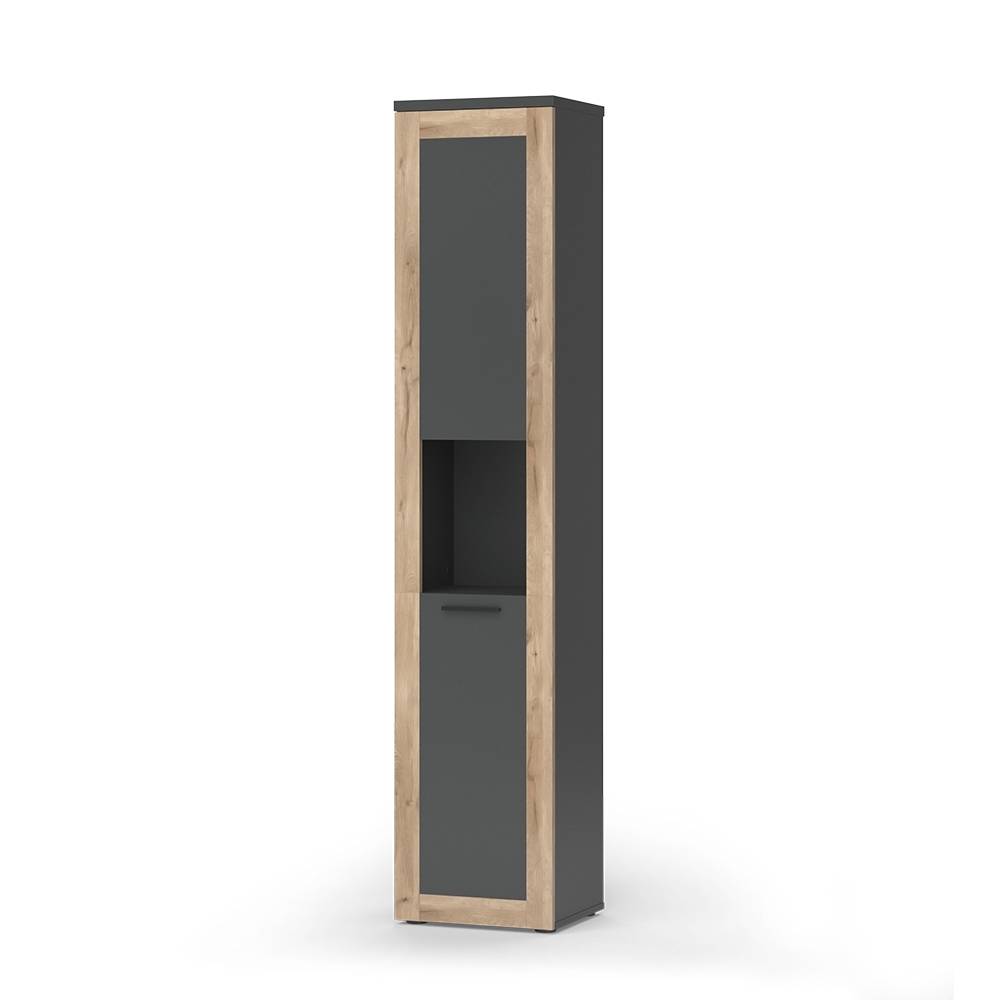 Vicco Hochschrank Anthrazit/Viking Oak 40x194.3cm style modern Schwarz Spanplatte