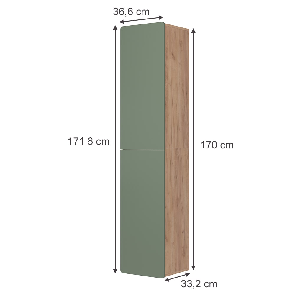 Hochschrank Grün/Goldkraft Eiche 36.6x171.6cm - Maisons Du Monde