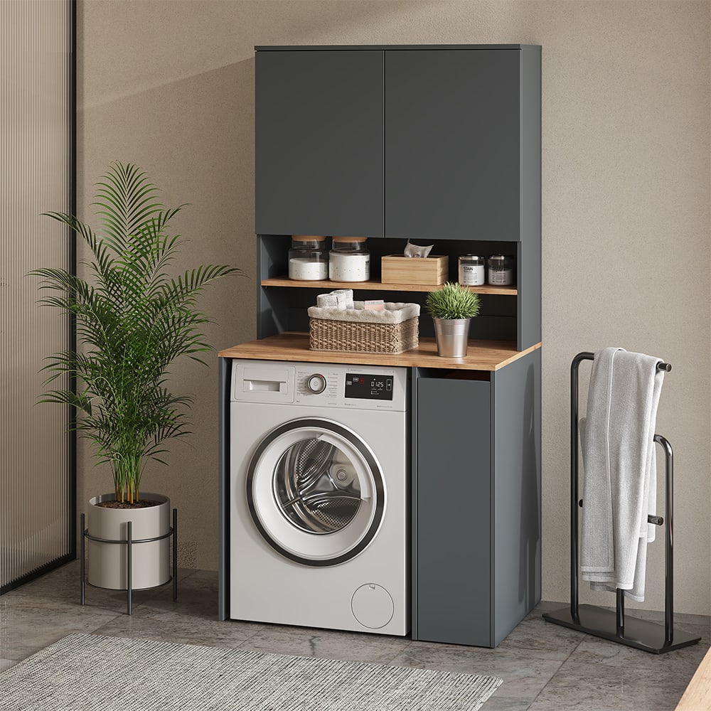 Armoire machine à laver 2 pièces avec étagère Anthracite 93,6x88,2cm