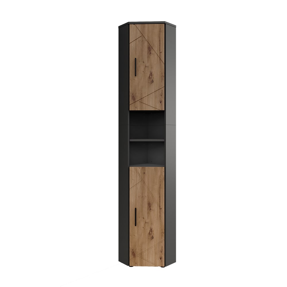 Armoire haute avec 2 portes Anthracite/Chêne Artisan 33x192 cm