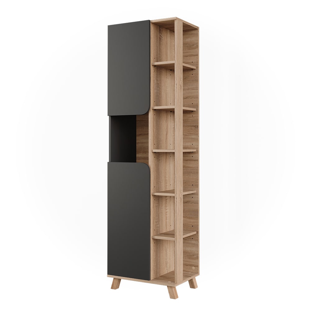 Vicco Hochschrank mit 2 Türen Sonoma/Anthrazit 50x175cm style modern Braun Spanplatte