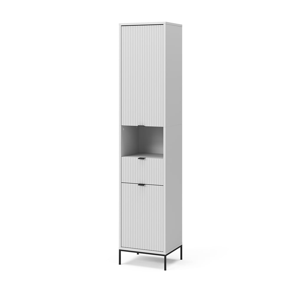 Vicco Badschrank mit Türen, und Schublade Weiß 40x190cm style modern Weiß Spanplatte
