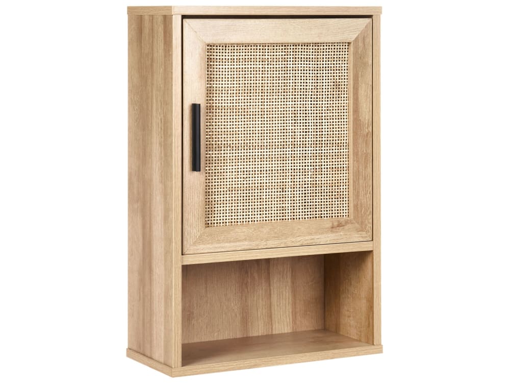 Beliani Badezimmerschrank aus Holzwerkstoff 60cm, naturfarben style landhaus Braun Spanplatte