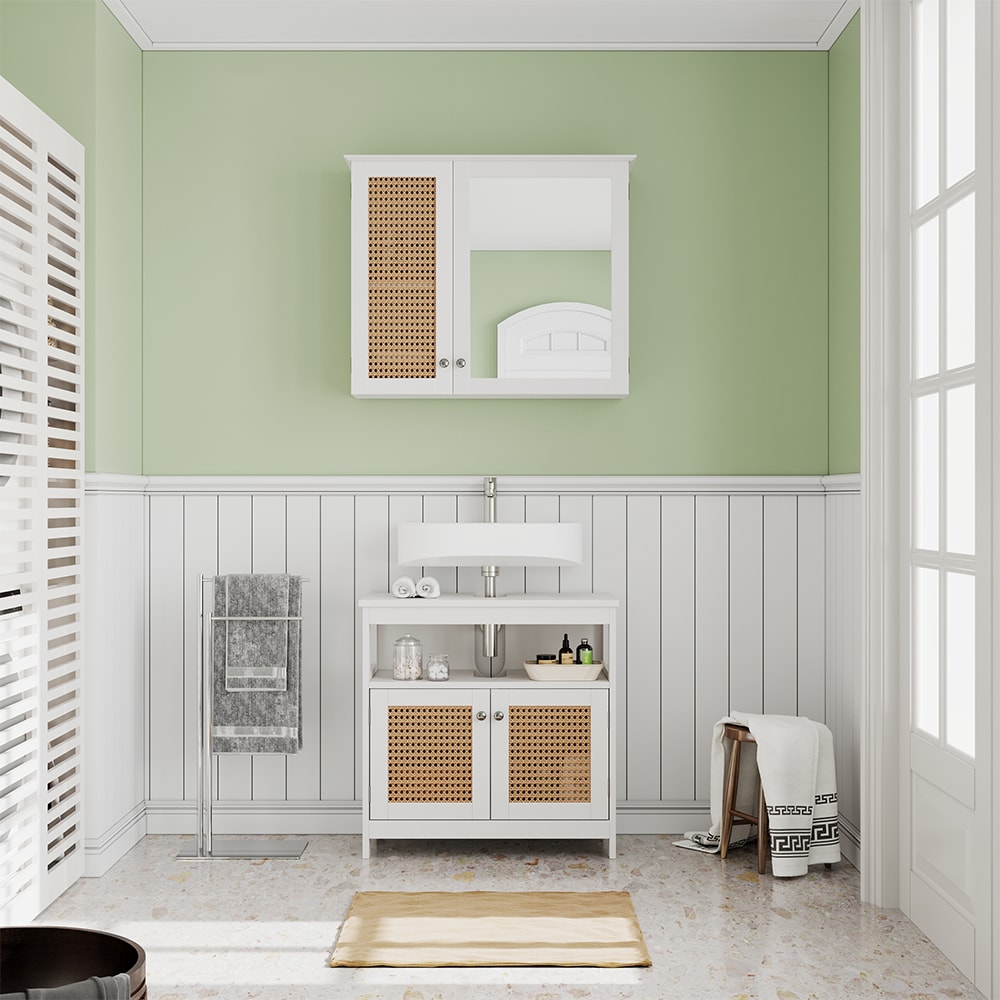 Badspiegelschrank mit 2 Türen, Weiß 68 x 49cm - Maisons Du Monde