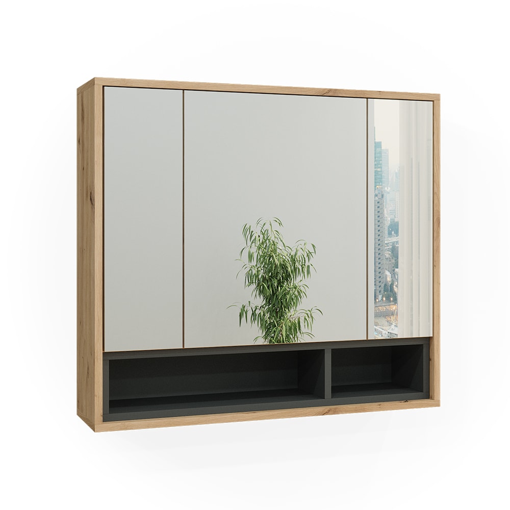 Vicco Badspiegelschrank, Artisan Eiche/Anthrazit 80 x 72cm style modern Braun Spanplatte
