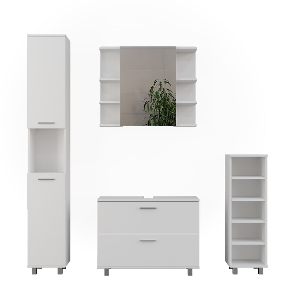 Vicco Badmöbel-Set 3-teilig Weiß 80x60.8cm style modern Weiß Spanplatte
