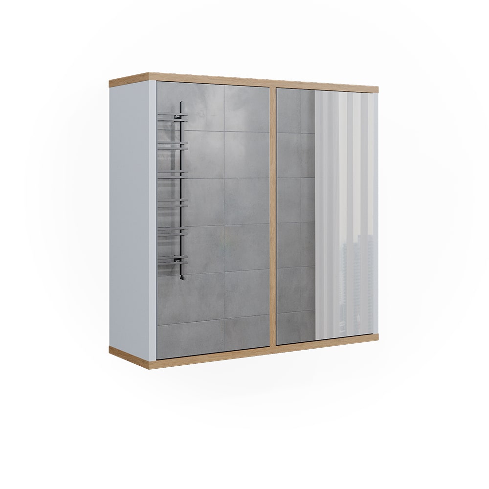 Vicco Badspiegelschrank mit zwei Spiegeltüren Weiß 60x60cm style modern Weiß Spanplatte