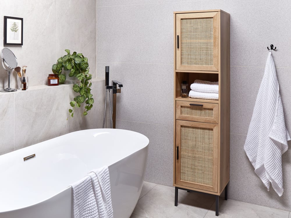 Badezimmerschrank aus Holzwerkstoff 165cm, naturfarben - Maisons