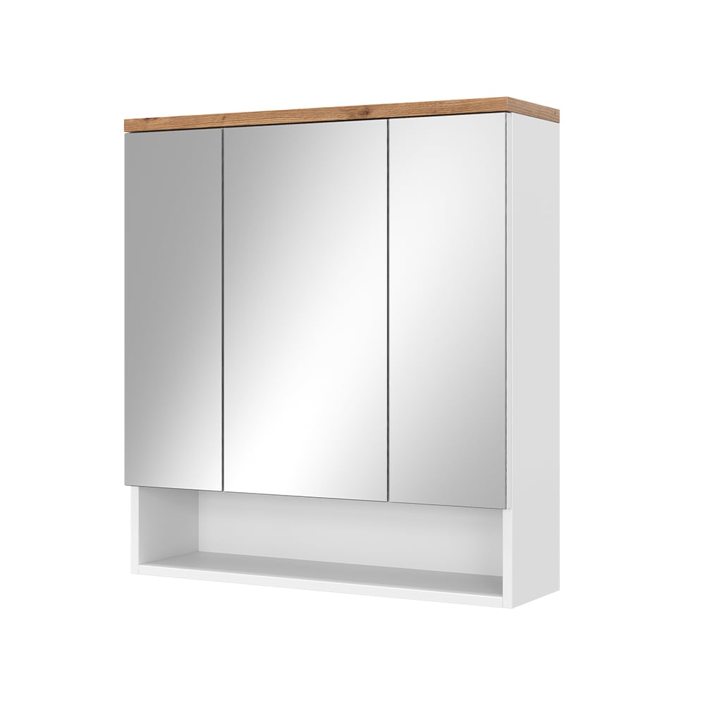 Vicco Badspiegelschrank mit 3 Türen, Weiß 70 x 77.5cm style modern Weiß Spanplatte