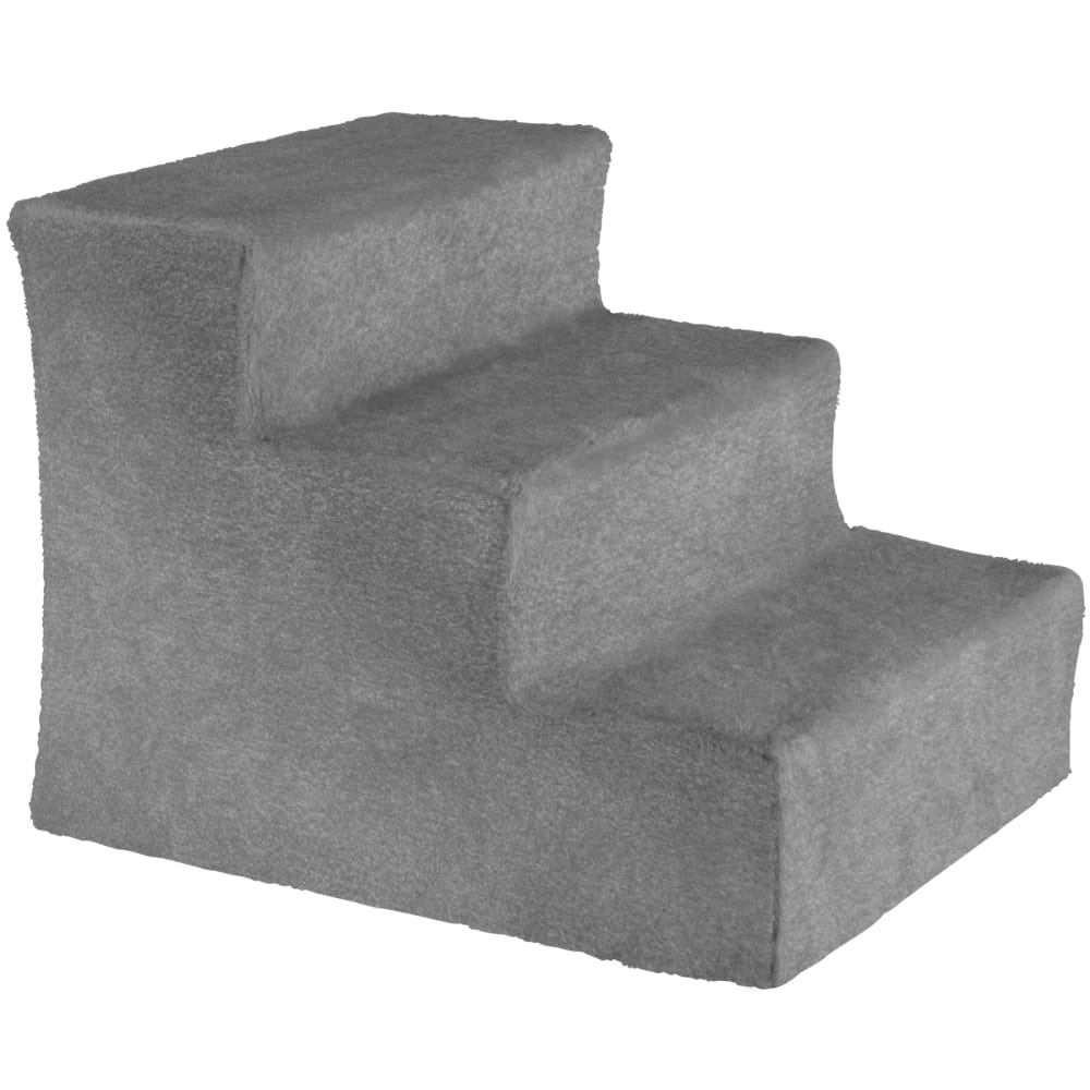 Escalier pour animaux domestiques avec housse en peluche gris