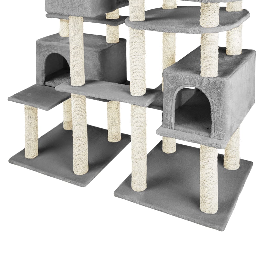 Arbre à chat griffoir escalade 214 cm avec corde en sisal gris