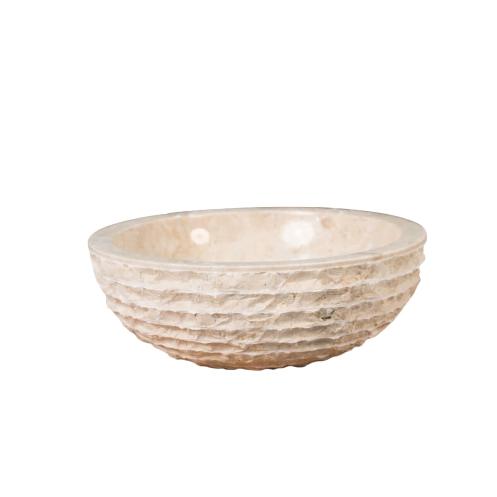 Vasque salle de bain en marbre &agrave;&nbsp; poser VESUVE cr&egrave;me 40cm