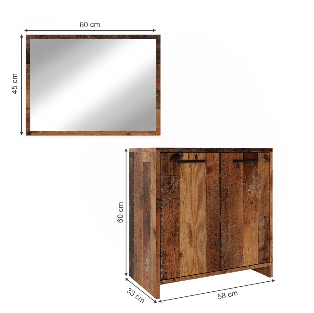 Badmöbel-Set 2-teilig Eiche rustikal 60x60cm - Maisons Du Monde