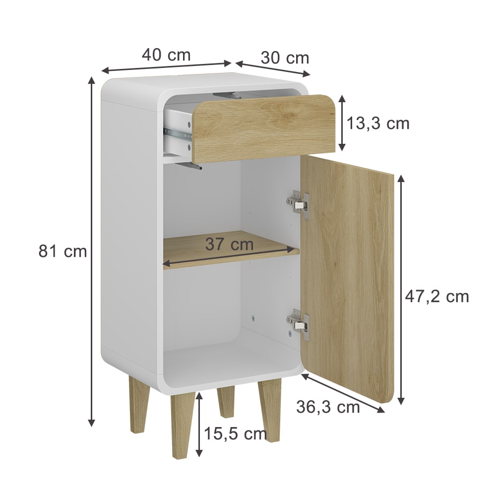 Midischrank Weiß/Eiche 40x81cm - Maisons Du Monde