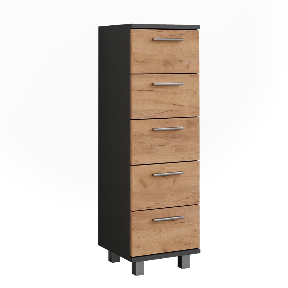 Vicco Midischrank Anthrazit/Goldkraft Eiche 30.2x95cm style modern Grau Spanplatte
