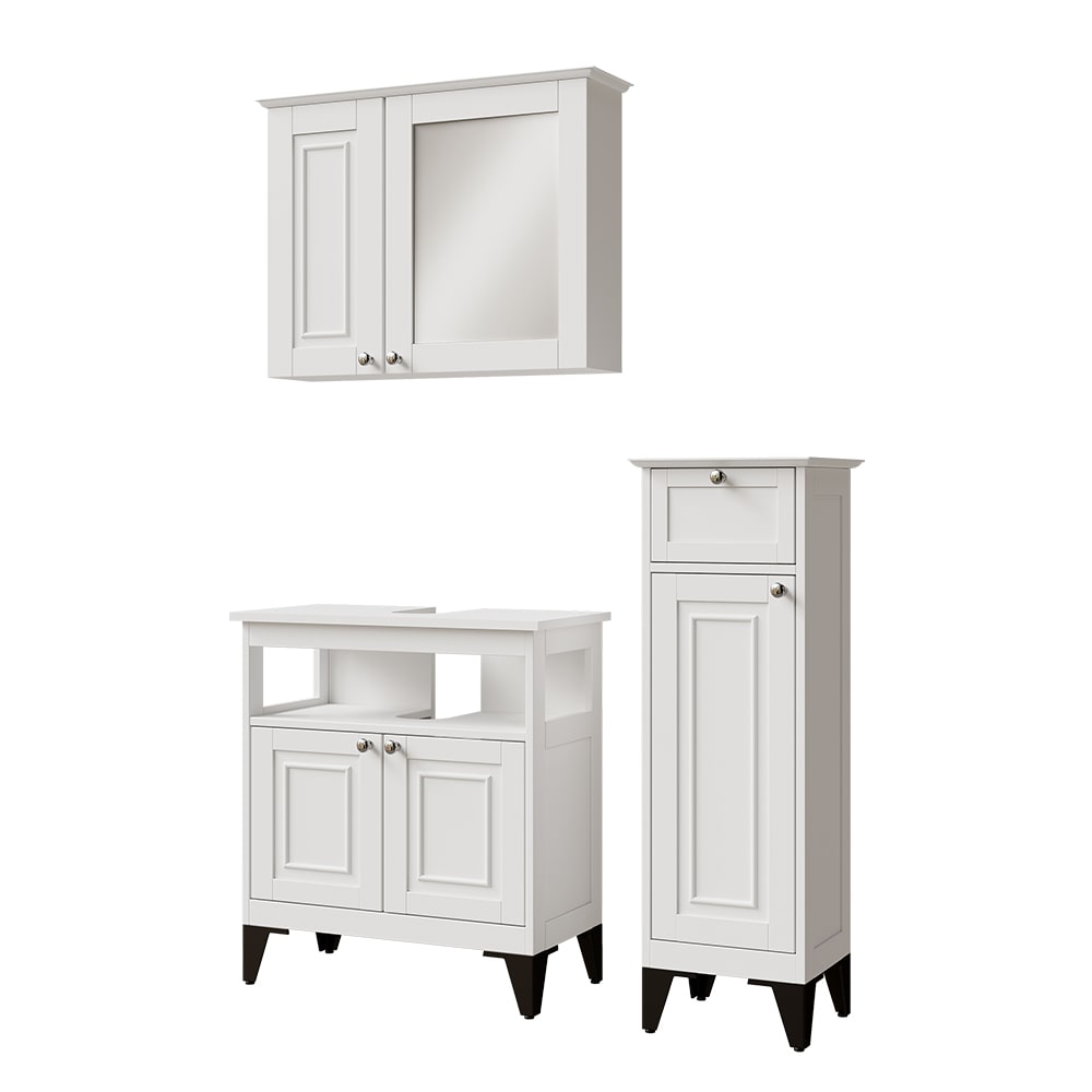 Vicco Badmöbel-Set 3-teilig Weiß 60x65cm style modern Weiß Spanplatte
