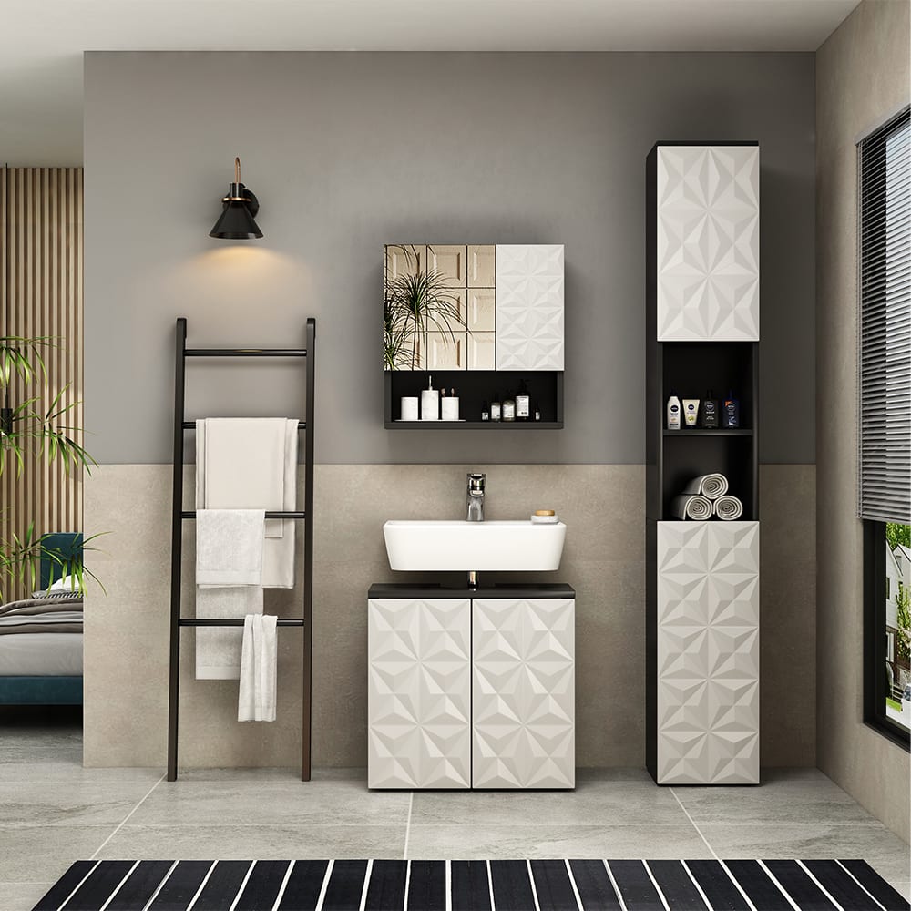Badmöbel-Set 3-teilig Schwarz 60x57cm - Maisons Du Monde