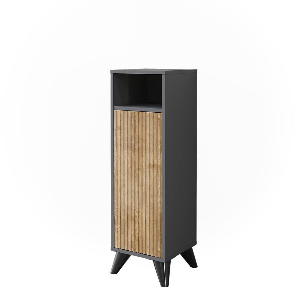 Vicco Midischrank mit Tür Anthrazit/Bergeiche 30x97cm style modern Grau Spanplatte