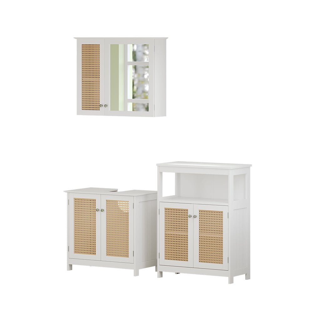Vicco Badmöbel-Set 3-teilig Weiß 60x58cm style modern Weiß Spanplatte