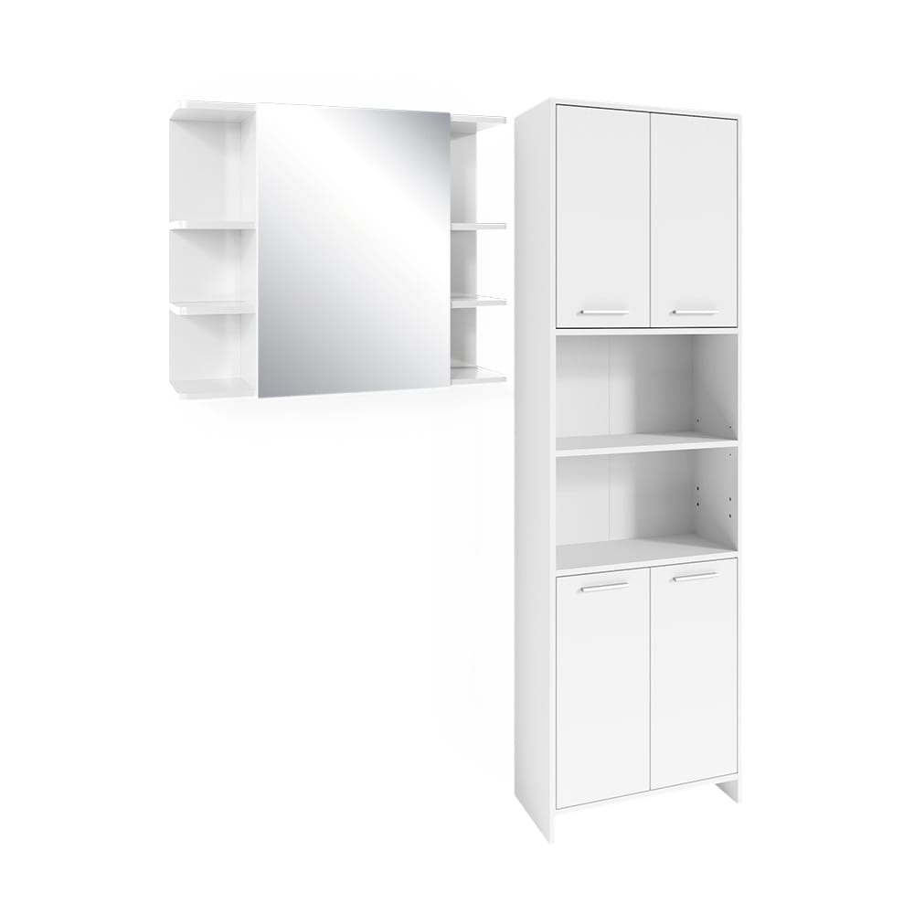 Vicco Badmöbel-Set 2-teilig Weiß 60x60cm style modern Weiß Spanplatte