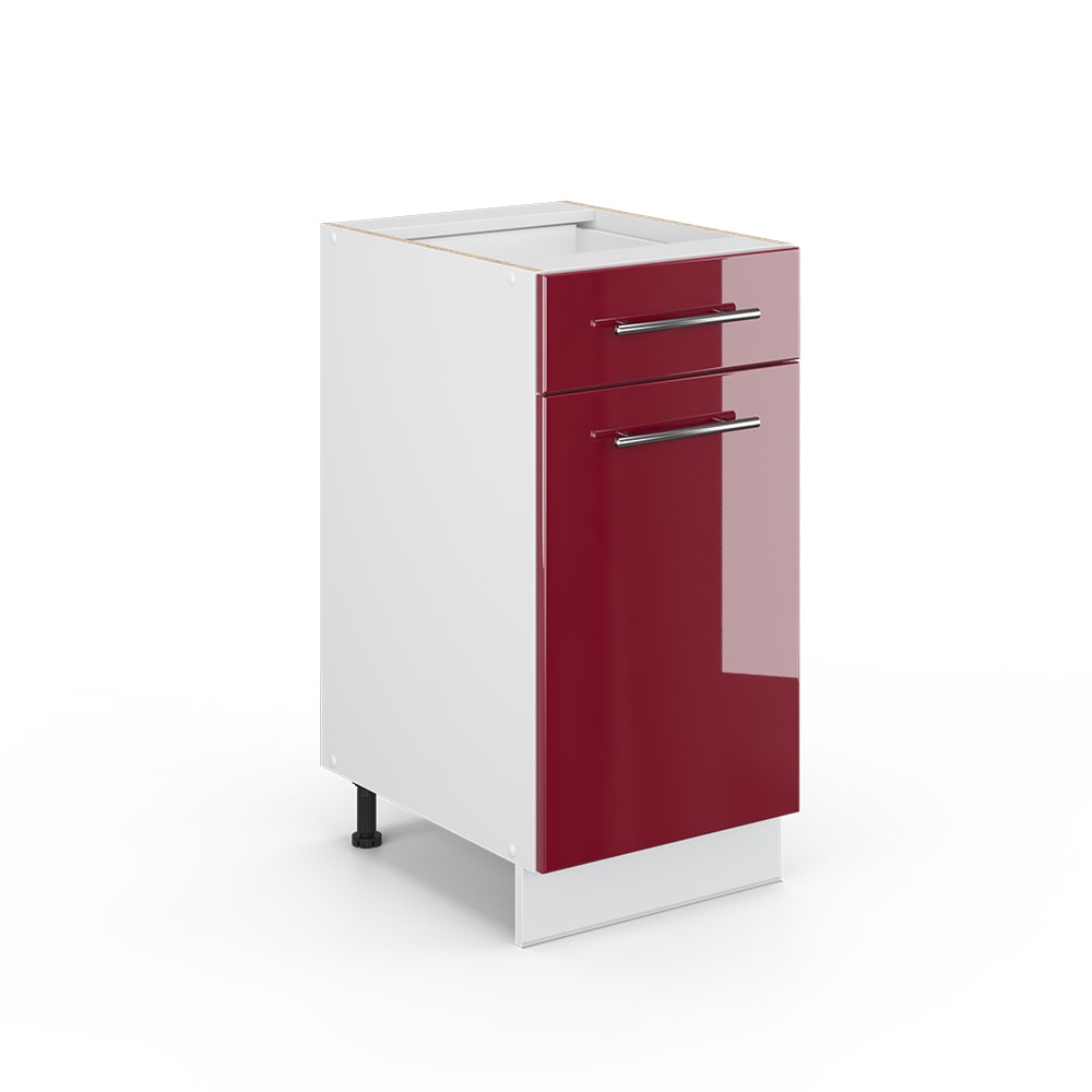 Vicco Midischrank ohne Arbeitsplatte Bordeaux Hochglanz 40x82cm style modern Rot Spanplatte
