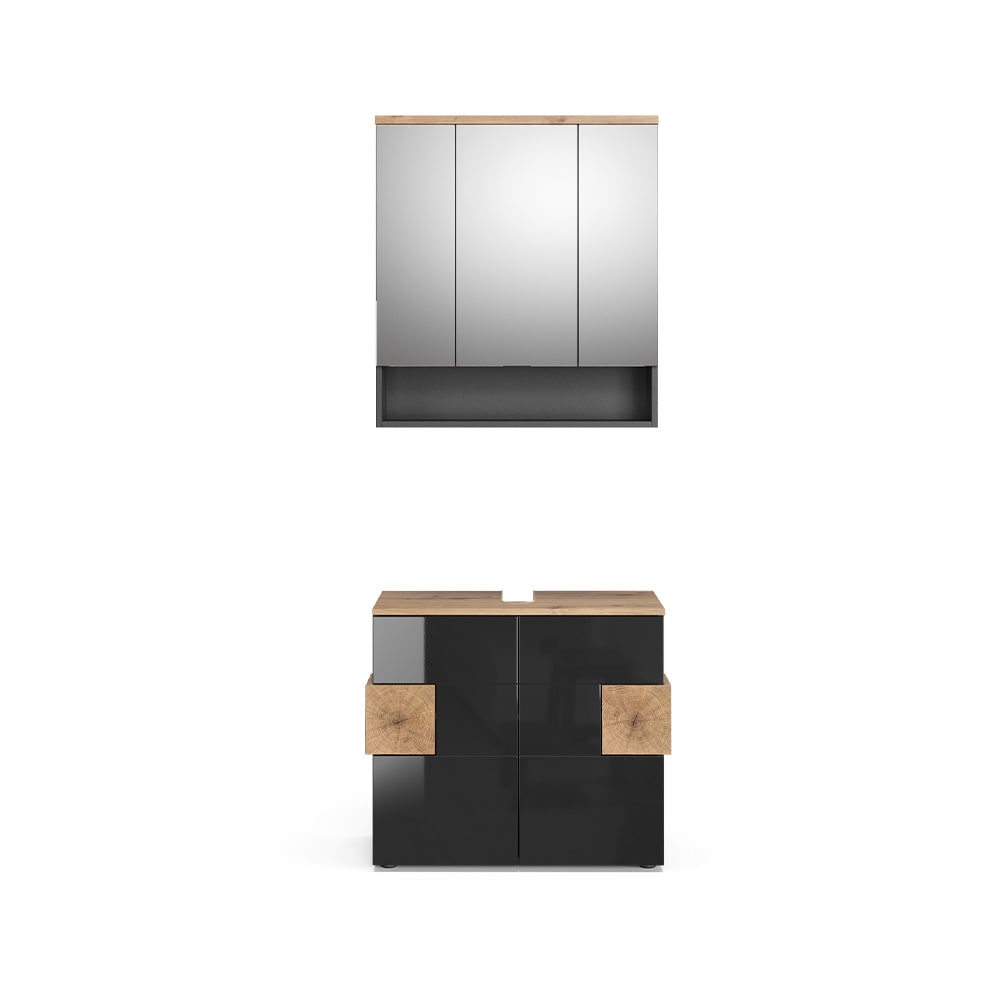 Vicco Badmöbel-Set 2-teilig Anthrazit 75x64cm style modern Grau Spanplatte
