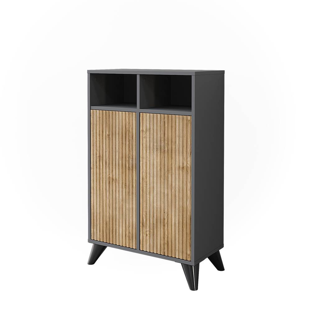 Vicco Midischrank mit 2 Türen Anthrazit/Bergeiche 60x97cm style modern Grau Spanplatte