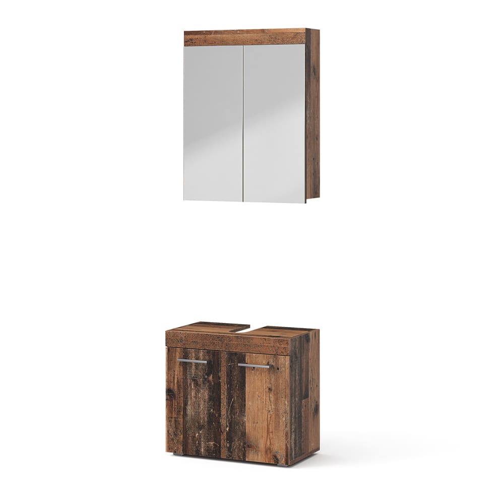 Vicco Badmöbel-Set 2-teilig Oldstyle 60x56cm style modern Braun Spanplatte