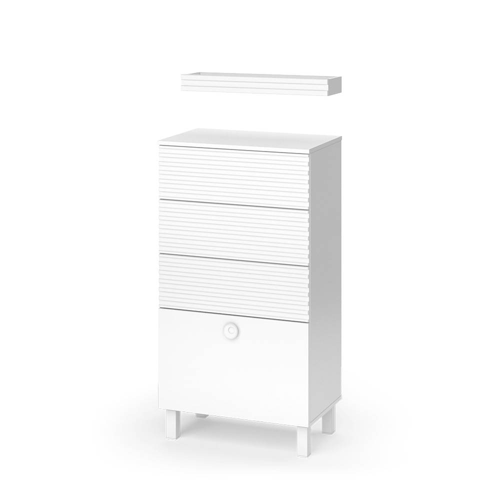 Vicco Midischrank mit 4 Schubladen, Weiß 60.2 x 113cm style modern Weiß Spanplatte