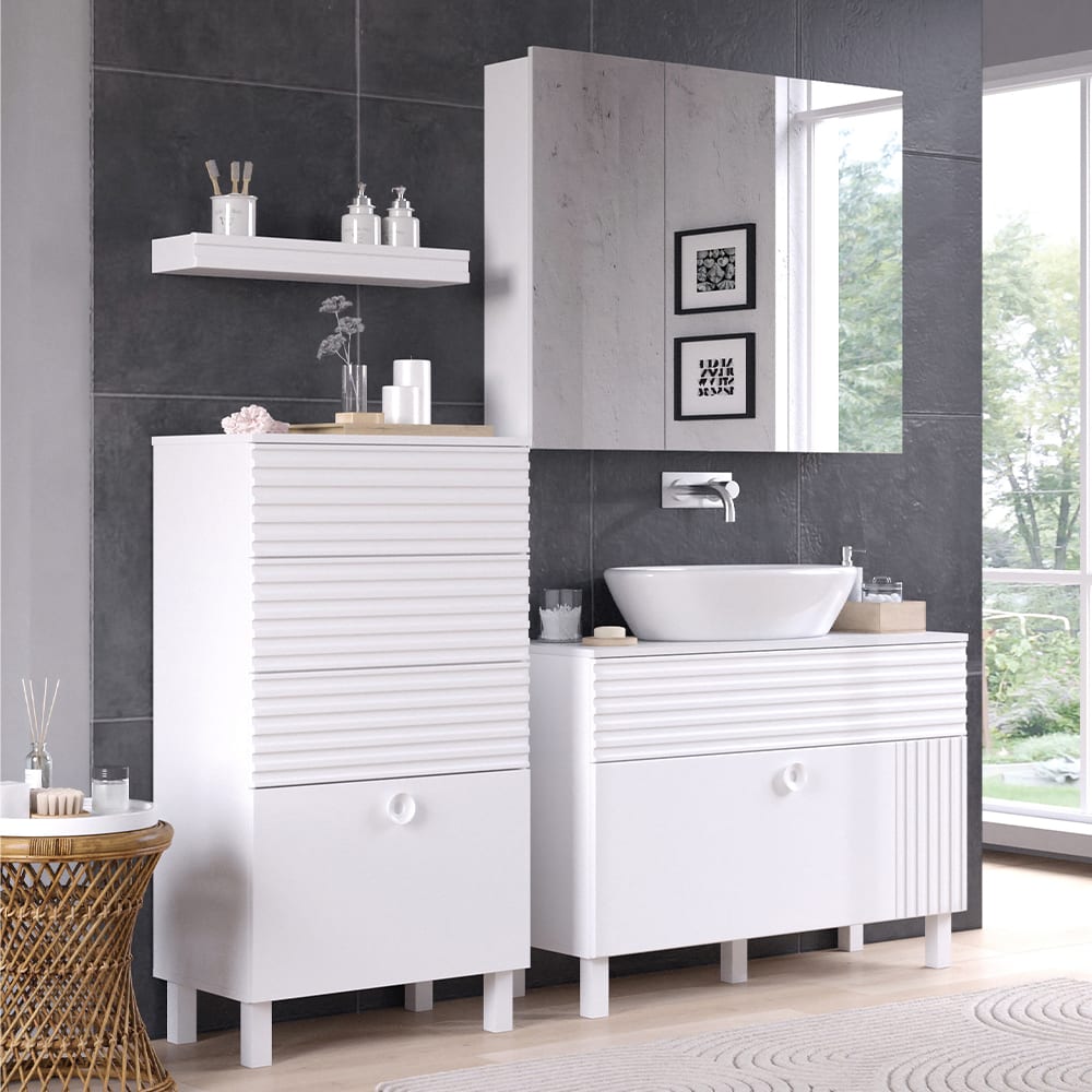 Midischrank mit 4 Schubladen, Weiß 60.2 x 113cm - Maisons Du