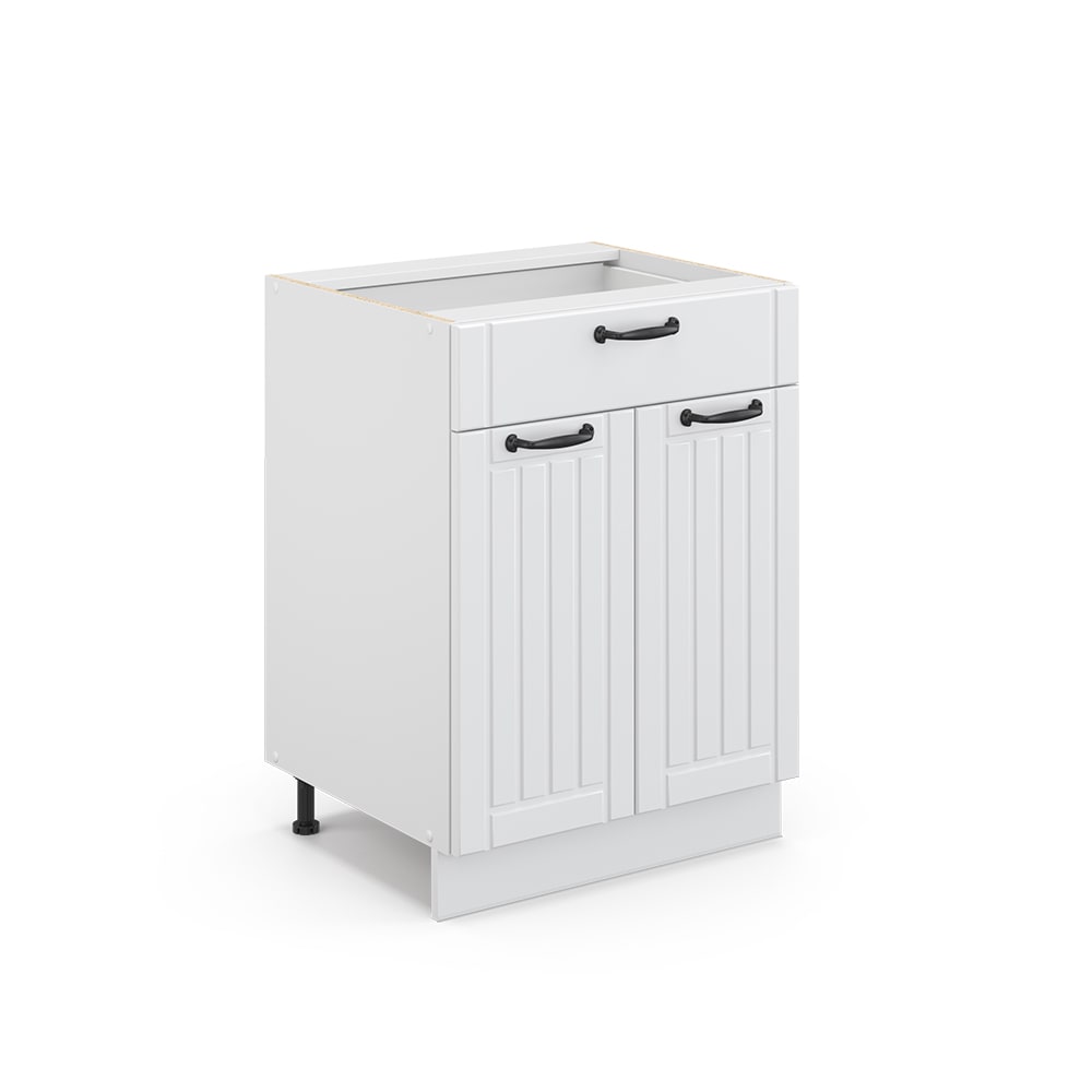 Vicco Badschrank mit Schublade ohne Arbeitsplatte Weiß Landhaus 60x82cm style modern Weiß Spanplatte