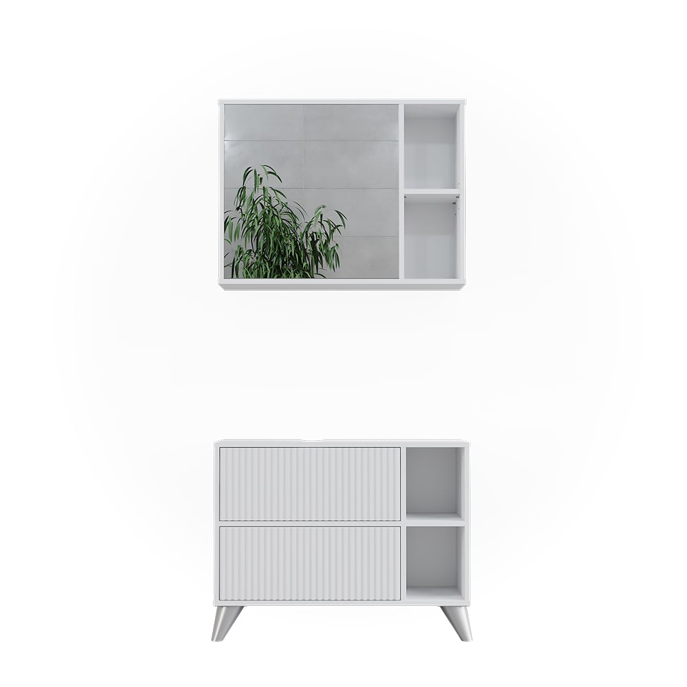 Vicco Badmöbel-Set 2-teilig Weiß 80x62cm style modern Weiß Spanplatte