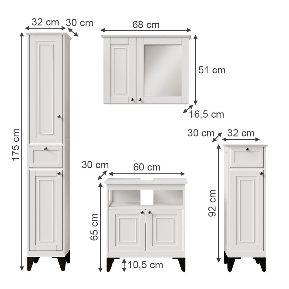 Badmöbel-Set 4-teilig Weiß 60x65cm - Maisons Du Monde