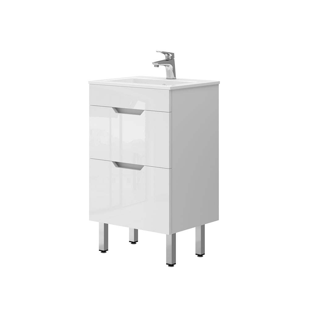 Vicco Waschbeckenunterschrank 2-teilig Weiß 50x81.5cm style modern Weiß Spanplatte